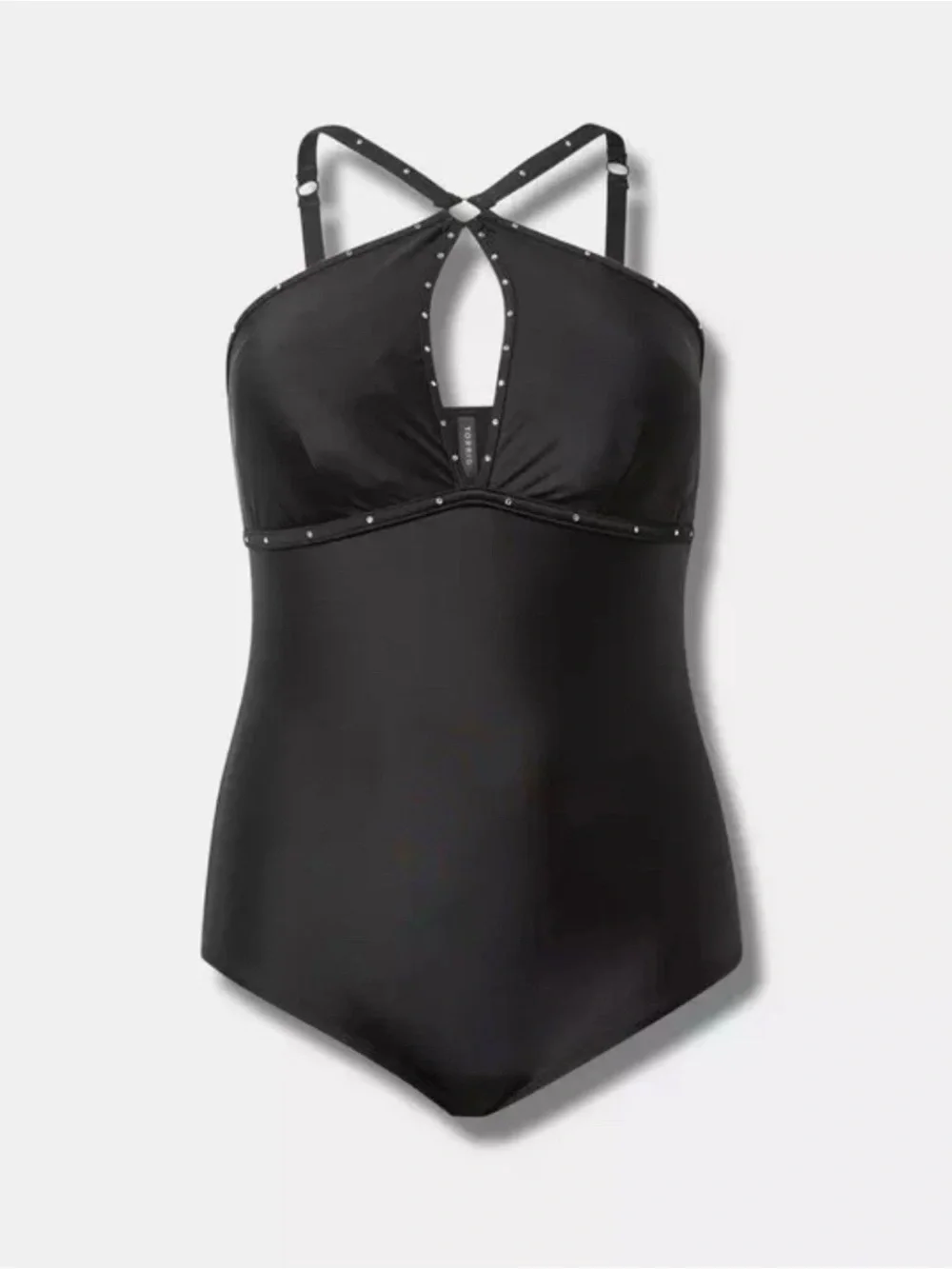 torrid Black One-Piece Swimsuit with rhinestone Stud Details